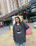 真维斯（Jeanswest）春秋卫衣男圆领无帽打底衫青少年重磅棉质上衣宽松大码胖男士长袖 深灰(像素游戏) L (建议120斤-140斤左右) 实拍图