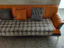 牧席轻奢风沙发客厅小户型布艺双人现代简约卧室家具公寓三人直排沙发 1-复古灰+轻奢橙-免洗科技布 四人位 220cm 实拍图