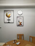 轩棠树 餐厅装饰画现代简约饭厅挂画餐厅墙面装饰壁画北欧饭厅厨房墙画新中式电表箱挂画带钟表 04款 大套（左60*80右40*60+钟表）布艺画黑色框 实拍图