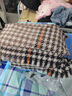 目丸围巾女冬季ins网红千鸟格保暖加厚百搭流苏撞色针织格子围脖韩版 千鸟格卡其色 实拍图