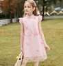 ASK JUNIOR女童连衣裙2025夏儿童裙子薄款复古旗袍裙公主裙 粉色 120 实拍图