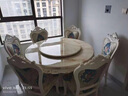 银拱门欧式实木餐桌餐椅组合圆餐桌家用大理石圆桌带转盘小户型吃饭桌子 1.2米送转盘 单桌子 实拍图
