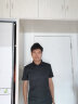 卡帝乐鳄鱼衬衫男夏季纯色休闲短袖衬衫商务百搭白衬衣男 黑色-短袖 XL 实拍图