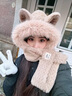 尤克达蒂（yookdd） 狐狸毛绒帽子围巾一体女秋冬季可爱骑车加绒保暖护耳帽保暖帽 狐狸毛绒帽【米色】 实拍图