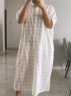 无印良品（MUJI）女式 棉桑蚕丝 短袖连衣裙 衬衫裙女装夏季裙子 BC05CC3S 白色格纹 S-M（160/84A） 实拍图