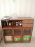 丝竹阁厨房置物架北欧餐边柜微波炉家用客厅柜家用实木多功能储物柜酒柜 三门款-茶色 实拍图