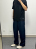 沐秋蓝色cleanfit宽松阔腿牛仔裤百搭秋季大裤脚加肥休闲直筒大码长裤 藏青色 M 体重110-130斤 晒单实拍图