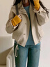 对白气质立领短款风衣外套女2025春装新款抽绳高级感通勤皮衣夹克 浅摩卡 S 实拍图
