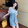 唐菓蜜连衣裙女装套装2024年夏季新款韩版时尚碎花收腰显瘦牛仔背带裙子 碎花款 M 实拍图