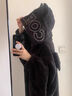 TJVF小恶魔连帽睡袍加绒加厚居家服连体衣男女情侣刺绣睡衣超大卫衣潮 黑色刺绣字母 XL 实拍图