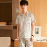 南极人男士睡衣男2026年夏季冰丝短袖开衫仿真丝可外穿家居服套装灰 2XL 实拍图