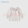 JELLYBABY女童长袖t恤2宝宝秋装甜美花边领上衣小女孩秋季纯棉衣服洋气儿童 米白 130 CM 实拍图