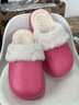 朴西防水棉拖鞋女冬季室内家居厚底防滑保暖可拆洗棉绒棉拖鞋情侣款 树莓红 36-37 实拍图
