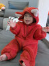 papa爬爬秋冬新款男女宝宝动物造型爬服抱抱绒连体衣婴儿保暖哈衣 橘红色 90cm 实拍图