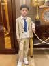 罗蒙男童英伦风礼服春秋款儿童休闲西装 米色 120 实拍图