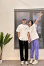 love legend情侣装短袖夏季t恤套装一男一女宽松休闲简约衣服半袖班服定制 白男+白女【小白】 M 男+S 女 实拍图