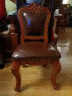 格澜帝尔（growdear） 小椅子欧式客厅真皮凳小圆凳子宝宝换鞋凳家用沙发凳实木靠背椅 雕刻靠背复古棕370*360*705大款 现货 实拍图