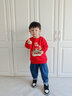 巴布豆宝宝拜年服儿童套装过年衣服加绒保暖男童红色本命年马年女童衣服 红 福马巴布+黑 巴布骑马X 110 实拍图