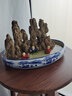 吸水石 盆 底座上水石底盘椭圆形盆景假山微景观绿植多肉花盆 青花瓷椭圆4.8号盆34*23.3*5.5 实拍图