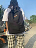 回力背包男港风复古初高中大学生书包国潮简约潮流大容量帆布双肩包女 黑色+金属太空人挂件 实拍图
