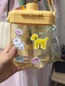 乐扣乐扣双饮儿童水杯壶tritan创意小方杯学生便携吸管杯子女高颜值塑料杯 芒果黄【贴纸+杯带】 600ml 1个 实拍图