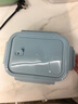 欣美雅（xinmeiya）微波炉加热饭盒上班族耐热玻璃饭盒学生大容量保温水果盒便当盒 岩蓝大长3隔+餐具 实拍图