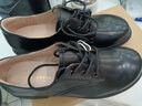 ZHR英伦风小皮鞋女圆头系带女鞋真牛皮粗跟单鞋女 AY127 黑色 39  实拍图