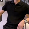 真维斯（JEANSWEST）Polo衫男2025夏季薄款抗菌速干宽松短袖休闲凉感透气纯色黑色M 实拍图