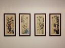 紫腾随轩梅兰竹菊挂画新中式四联壁画中国风四条屏客厅沙发背景墙画装饰画 图2 40*80cm*4红木色实木框 实拍图