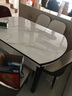 风之意 餐桌 岩板餐桌椅组合现代简约可伸缩折叠圆形家用小户型北欧实木饭桌FR-103YSL 带转盘岩板餐桌-轻奢皮椅（备注纹理和框架颜色） 1.35m 一桌八椅 实拍图