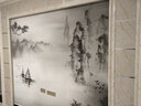 六纹鱼 中式电视背景墙壁布黑白水墨山水壁纸客厅影视墙布无缝装饰壁画 (平面)纤维油画布/平方 实拍图