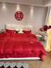 忆自然婚庆四件套婚嫁新婚床品刺绣被套红色结婚礼婚房婚床喜庆中式套件 龙姿凤彩 床单款 1.8米床四件套被套200*230 实拍图