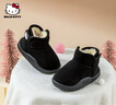 Hello Kitty童鞋女童雪地靴女孩冬季短靴宝宝加绒加厚保暖大棉鞋6805黑色29 实拍图
