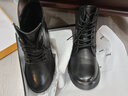 敏蔻国际精品头层牛皮秋冬季新款欧美复古马丁靴女时尚平底短 黑色绒里 36 实拍图
