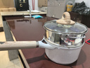 卡罗特 麦饭石小奶锅宝宝辅食锅婴儿煎煮一体锅不粘锅家用汤泡面锅 16cm奶锅浅米色+不锈钢蒸笼 16cm 实拍图
