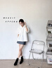 ELLE白色设计感V领衬衫女2025秋装新款宽松通勤职业装轻奢气质上衣 白色 M 实拍图