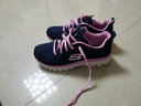 SKECHERS斯凯奇女鞋简约纯色运动鞋 轻质透气减震软底休闲鞋 12615/NVPK 蓝色/粉色 35 实拍图