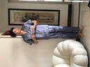 有趣熊睡衣男春秋夏季男士丝绸大码仿真丝春秋长裤简约休闲家居服套装秋 NSLQ-【半袖长裤】-维蜜丝-冰蓝 男-3XL(175-185cm，160-180斤) 实拍图