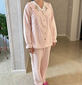眠岛秋季新款纯棉磨毛睡衣少女日系格子长袖绒布春秋棉质家居服套装 粉色 格子 M 实拍图