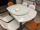 丰舍 餐桌 岩板实木餐桌椅组合现代简约家用小户型餐台可伸缩折叠饭桌 1.35米黑白色【雪山白岩板】 一桌六椅 实拍图