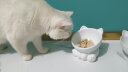 元气萌物（mwpet）陶瓷猫碗猫咪碗猫食盆护颈斜口狗碗宠物碗狗食盆防打翻猫粮碗水碗 伸手白 实拍图