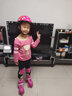 七彩猪 溜冰鞋儿童双排轮滑鞋成人四轮旱冰鞋大童滑冰鞋可调套装 儿童款粉色闪光轮套装送：头盔+护具+三角包+礼包） S码(27-32) 实拍图