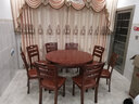 萱逸轩 实木餐桌椅组合现代简约折叠可伸缩两用家用吃饭小户型饭桌圆桌 海棠色 1.2米 一桌8椅 实拍图