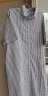 无印良品（MUJI）女式 棉桑蚕丝 短袖连衣裙 裙子 衬衫裙 polo连衣裙 BC05CC3S 白色条纹 L-XL（170/92A） 实拍图