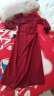 尚都比拉春季优雅时髦肩部镂空设计灯笼袖褶皱连衣裙女 酒红色 M  晒单实拍图