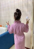 欣美舒纯棉睡袍浴袍毛巾料温泉长款秋冬男女士成人情侣浴衣酒店大码长款 深粉色-纯棉-毛巾料 L 【适合178cm以下180斤以内】 实拍图
