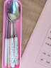 树彬学生不锈钢便携式餐具旅行儿童筷子套装勺子叉子个人餐具盒- 粉色猫咪 实拍图
