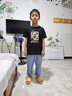 真维斯（Jeanswest）男童t恤短袖夏季薄款纯棉透气2025新款儿童夏天休闲时尚上衣 黑 J星际熊 150 实拍图