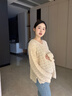 婧麒（JOYNCLEON）孕妇春秋装2025新款长袖针织衫毛衣打底衫上衣衣服春季款套装 燕麦色上衣-普通版 L 实拍图