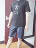 与狼共舞【轻奢暗纹】休闲短裤男2026夏季新款男装透气男士修身五分裤4308 藏青色101 32 实拍图